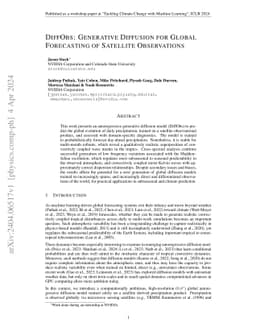 DiffObs: Generative Diffusion for Global Forecasting of Satellite
  Observations