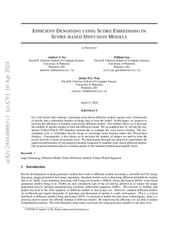 Efficient Denoising using Score Embedding in Score-based Diffusion
  Models