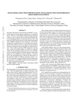 Multi-modal Document Presentation Attack Detection With Forensics Trace
  Disentanglement