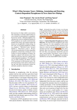 What's Mine becomes Yours: Defining, Annotating and Detecting
  Context-Dependent Paraphrases in News Interview Dialogs