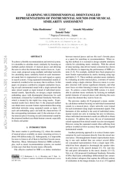 Learning Multidimensional Disentangled Representations of Instrumental
  Sounds for Musical Similarity Assessment