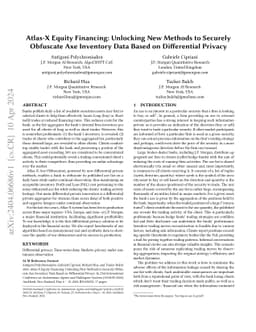 Atlas-X Equity Financing: Unlocking New Methods to Securely Obfuscate
  Axe Inventory Data Based on Differential Privacy