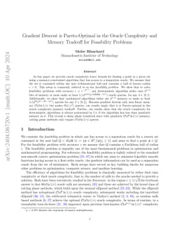 Gradient Descent is Pareto-Optimal in the Oracle Complexity and Memory
  Tradeoff for Feasibility Problems
