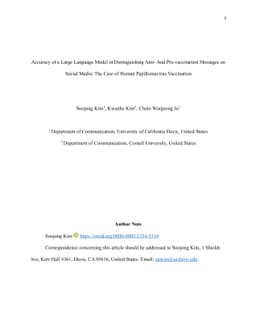 Accuracy of a Large Language Model in Distinguishing Anti- And
  Pro-vaccination Messages on Social Media: The Case of Human Papillomavirus
  Vaccination