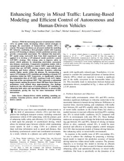 Enhancing Safety in Mixed Traffic: Learning-Based Modeling and Efficient
  Control of Autonomous and Human-Driven Vehicles
