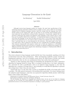 Language Generation in the Limit