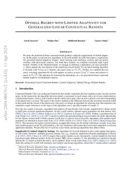 Generalized Linear Bandits with Limited Adaptivity