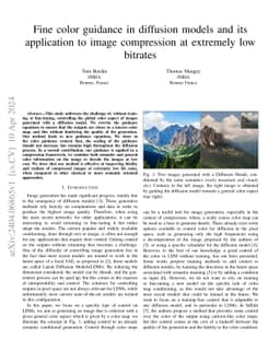 Fine color guidance in diffusion models and its application to image
  compression at extremely low bitrates