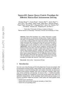 SparseAD: Sparse Query-Centric Paradigm for Efficient End-to-End
  Autonomous Driving