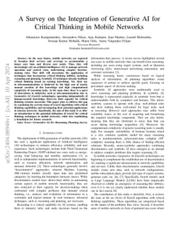 A Survey on the Integration of Generative AI for Critical Thinking in
  Mobile Networks