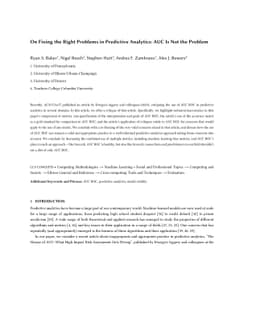 On Fixing the Right Problems in Predictive Analytics: AUC Is Not the
  Problem