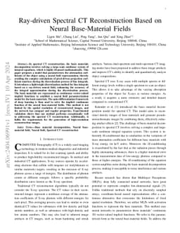 Ray-driven Spectral CT Reconstruction Based on Neural Base-Material
  Fields