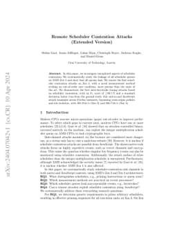 Remote Scheduler Contention Attacks