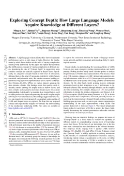 Exploring Concept Depth: How Large Language Models Acquire Knowledge at
  Different Layers?