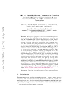 VLLMs Provide Better Context for Emotion Understanding Through Common
  Sense Reasoning