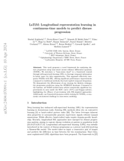LaTiM: Longitudinal representation learning in continuous-time models to
  predict disease progression