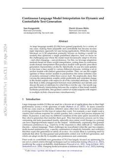 Continuous Language Model Interpolation for Dynamic and Controllable
  Text Generation
