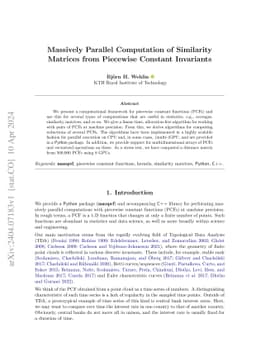Massively Parallel Computation of Similarity Matrices from Piecewise
  Constant Invariants
