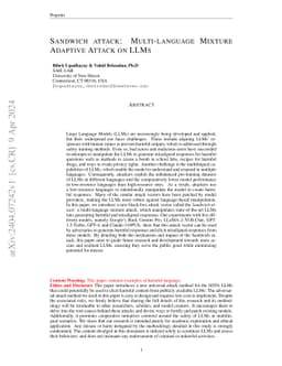 Sandwich attack: Multi-language Mixture Adaptive Attack on LLMs
