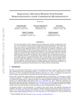 Sequential Decision Making with Expert Demonstrations under Unobserved
  Heterogeneity