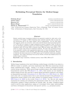 Rethinking Perceptual Metrics for Medical Image Translation