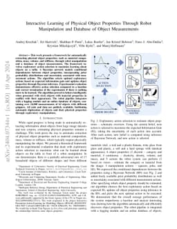 Interactive Learning of Physical Object Properties Through Robot Manipulation and Database of Object Measurements