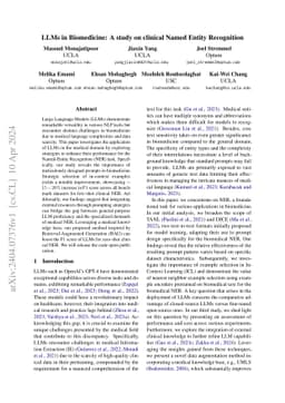 LLMs in Biomedicine: A study on clinical Named Entity Recognition