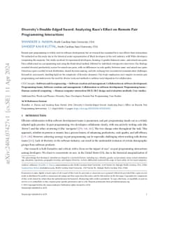 Diversity's Double-Edged Sword: Analyzing Race's Effect on Remote Pair
  Programming Interactions