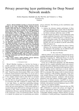 Privacy preserving layer partitioning for Deep Neural Network models