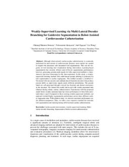 Weakly-Supervised Learning via Multi-Lateral Decoder Branching for Tool Segmentation in Robot-Assisted Cardiovascular Catheterization