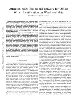 Attention based End to end network for Offline Writer Identification on
  Word level data