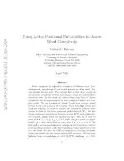 Using Letter Positional Probabilities to Assess Word Complexity
