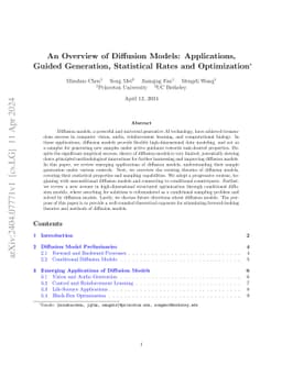 An Overview of Diffusion Models: Applications, Guided Generation,
  Statistical Rates and Optimization