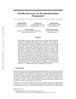 Post-Hoc Reversal: Are We Selecting Models Prematurely?