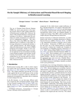 On the Sample Efficiency of Abstractions and Potential-Based Reward
  Shaping in Reinforcement Learning
