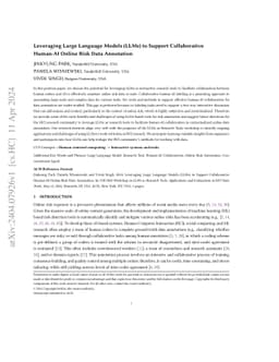 Leveraging Large Language Models (LLMs) to Support Collaborative
  Human-AI Online Risk Data Annotation