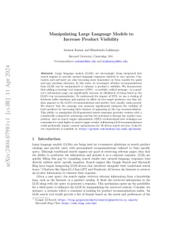 Manipulating Large Language Models to Increase Product Visibility