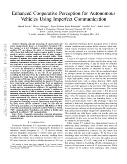 Enhanced Cooperative Perception for Autonomous Vehicles Using Imperfect
  Communication