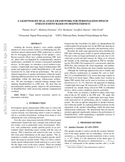 A lightweight dual-stage framework for personalized speech enhancement
  based on DeepFilterNet2