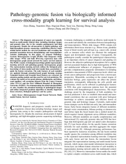 Pathology-genomic fusion via biologically informed cross-modality graph
  learning for survival analysis