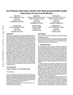 SurvMamba: State Space Model with Multi-grained Multi-modal Interaction
  for Survival Prediction