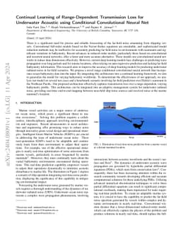 Continual Learning of Range-Dependent Transmission Loss for Underwater
  Acoustic using Conditional Convolutional Neural Net