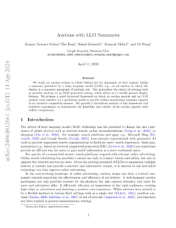 Auctions with LLM Summaries
