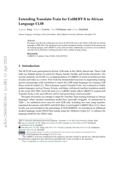 Extending Translate-Train for ColBERT-X to African Language CLIR