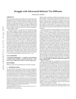 Struggle with Adversarial Defense? Try Diffusion