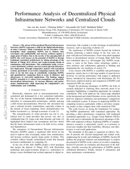 Performance Analysis of Decentralized Physical Infrastructure Networks
  and Centralized Clouds