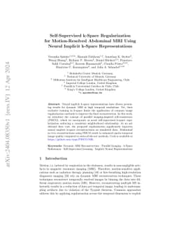Self-Supervised k-Space Regularization for Motion-Resolved Abdominal MRI
  Using Neural Implicit k-Space Representation