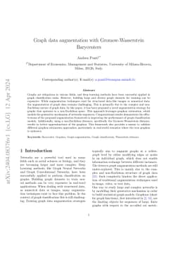 Graph data augmentation with Gromow-Wasserstein Barycenters