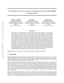 An improved tabular data generator with VAE-GMM integration
