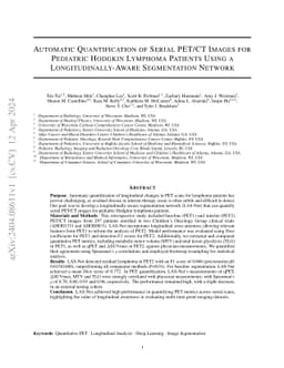 Automatic Quantification of Serial PET/CT Images for Pediatric Hodgkin
  Lymphoma Patients Using a Longitudinally-Aware Segmentation Network
